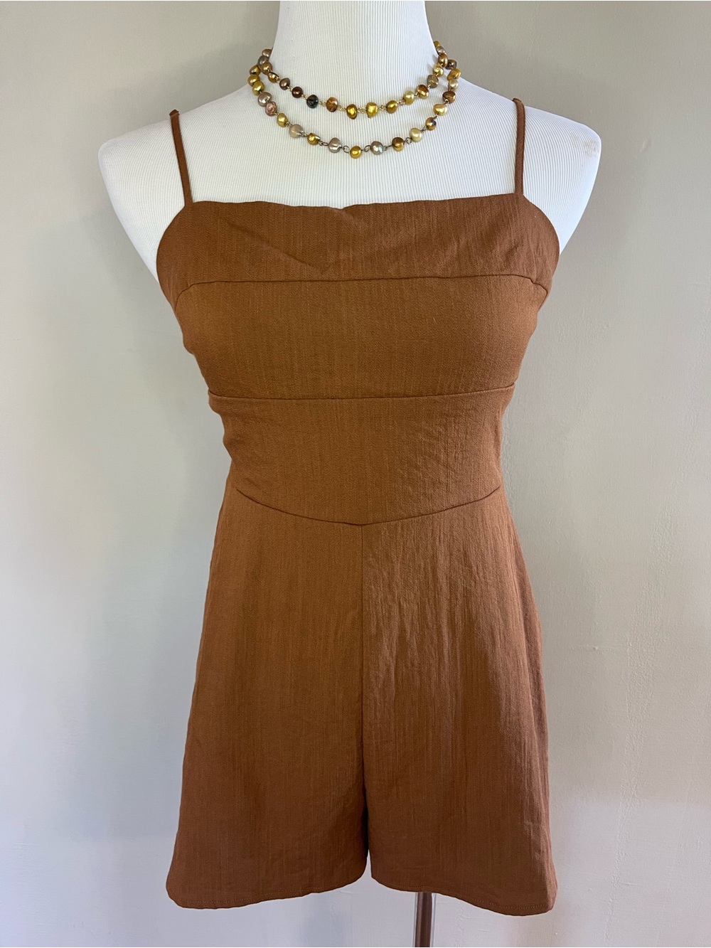 Spaghetti Strap Burnt Orange Romper